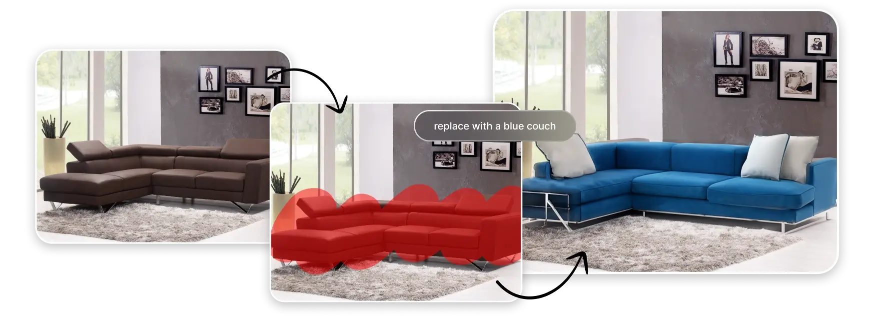 AI generated interior designing with erase and replace